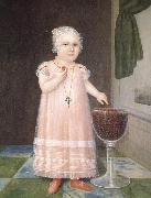 Johnson Joshua Little Girl in Pink with Goblet Filled with Strawberries:A Portrait Sweden oil painting artist